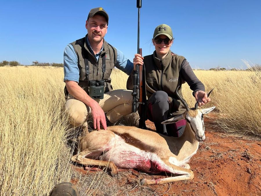 Young hunters with their first springbok
